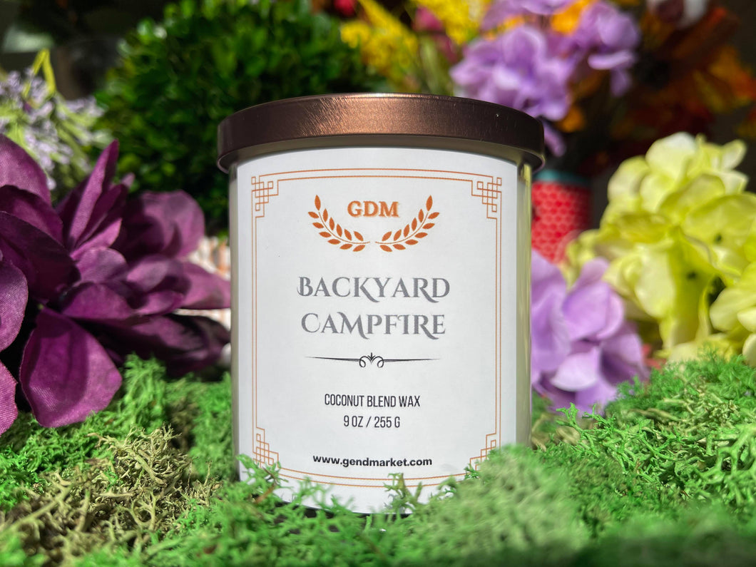 Backyard Campfire, handcrafted candle 9 Oz
